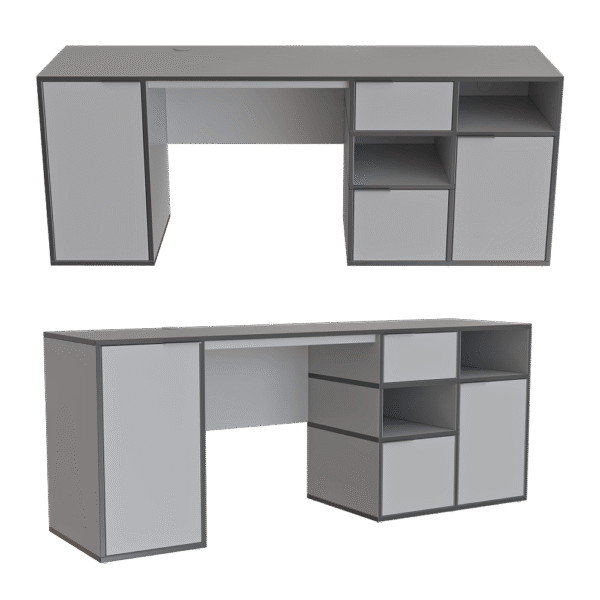 Desk in Gray with Door and Drawers