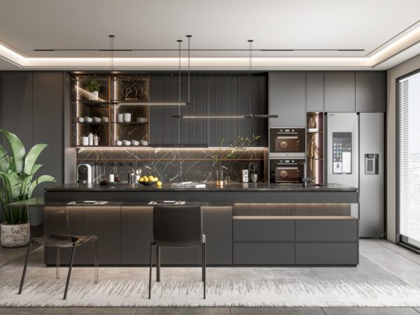 Luxe Shadow – Modern Matte Kitchen